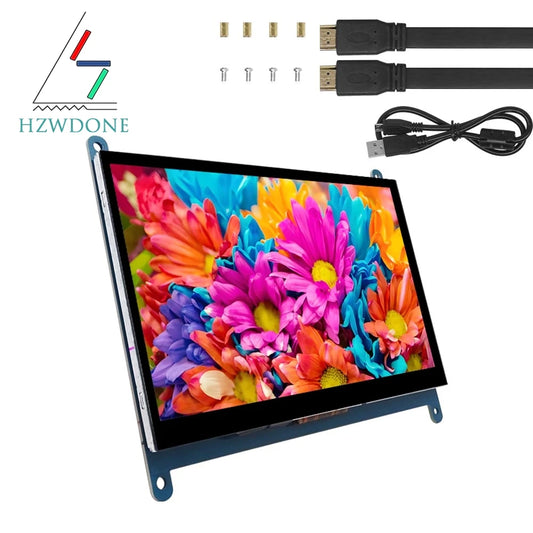 7 Inch Raspberry Pi 4/3/2/B/B+/A+ Monitor 1024x600 IPS 5-Points Capacitive Touchscreen Drive Free HDMI Display For Win 7/8/10 - Shoppiline