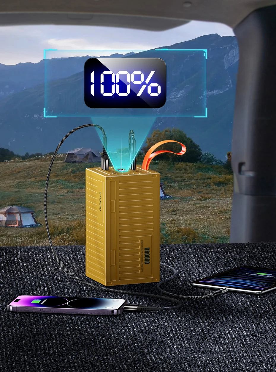 QOOVI 60000mAh Power Bank 22.5W PD QC 3.0 Charger Powerbank Large Battery Capacity Power Station Fast Charging For iPhone Xiaomi - Shoppiline