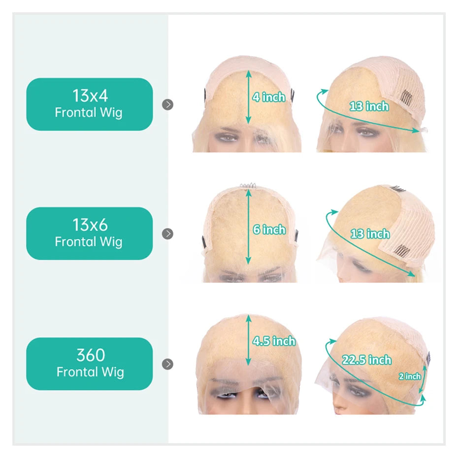 13x4 13x6 360 HD Transparent 613 Honigblond Farbe Spitze Front Echthaar Perücken für Frauen Rohes brasilianisches glattes Lace Frontal Perücke