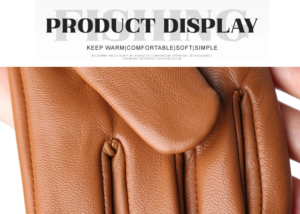 Women's sheepskin gloves winter warm plus velvet short thin touch screen driving color women's leather gloves good quality -2226