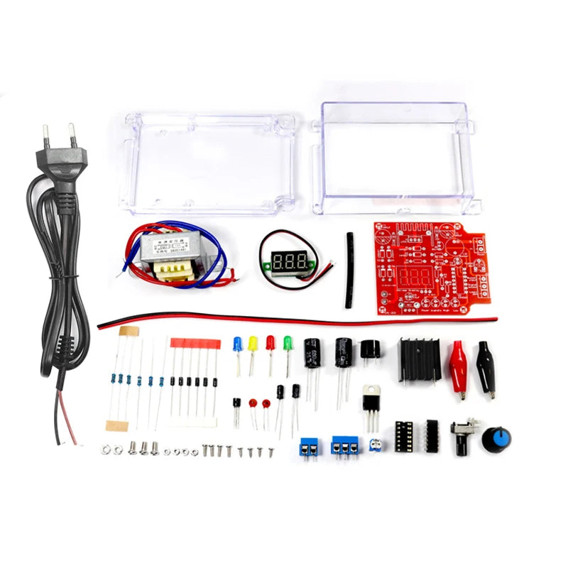 Electronic DIY LM317 Adjustable Voltage Regulated Kit DC Step-down Power Supply Making Parts With Case Soldering Assembly 220V - Shoppiline