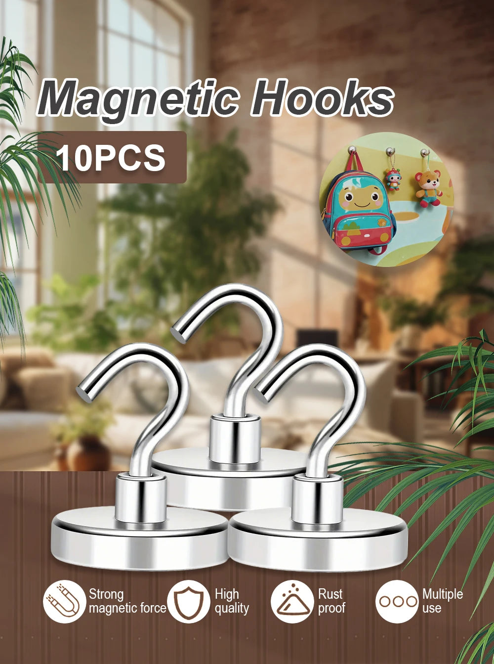 Magnetic Hooks Super Strong Magnets Neodymium Magnet Powerful Magnets Hanging Hooks for Bathroom Kitchen Organizers