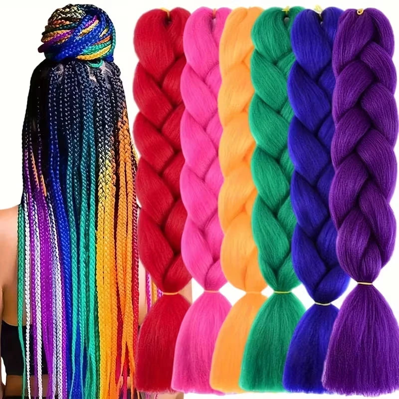 Extensions de cheveux synthétiques de 24 pouces, texture lisse Yaki, pour tresses Jumbo, boîte longue, pour femmes, Dreadlocks