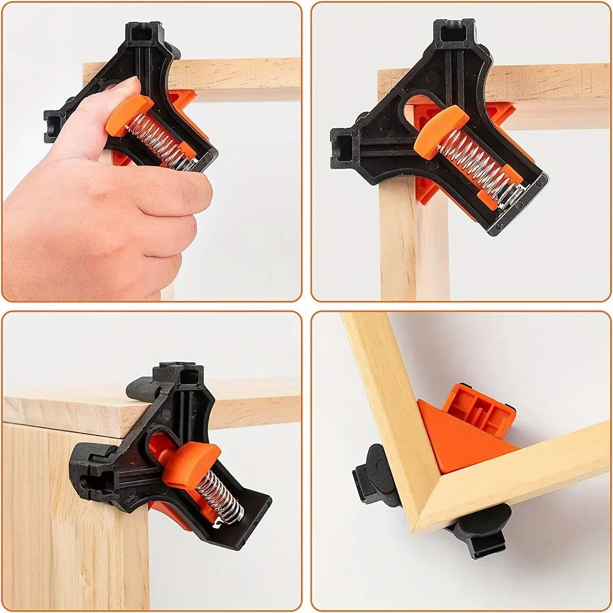 2pcs 90 Degree Corner Clamps For Woodworking, Fast Adjustable Quick Spring Loaded Woodworking Clamps,Cabinets,Photo Framing - Shoppiline