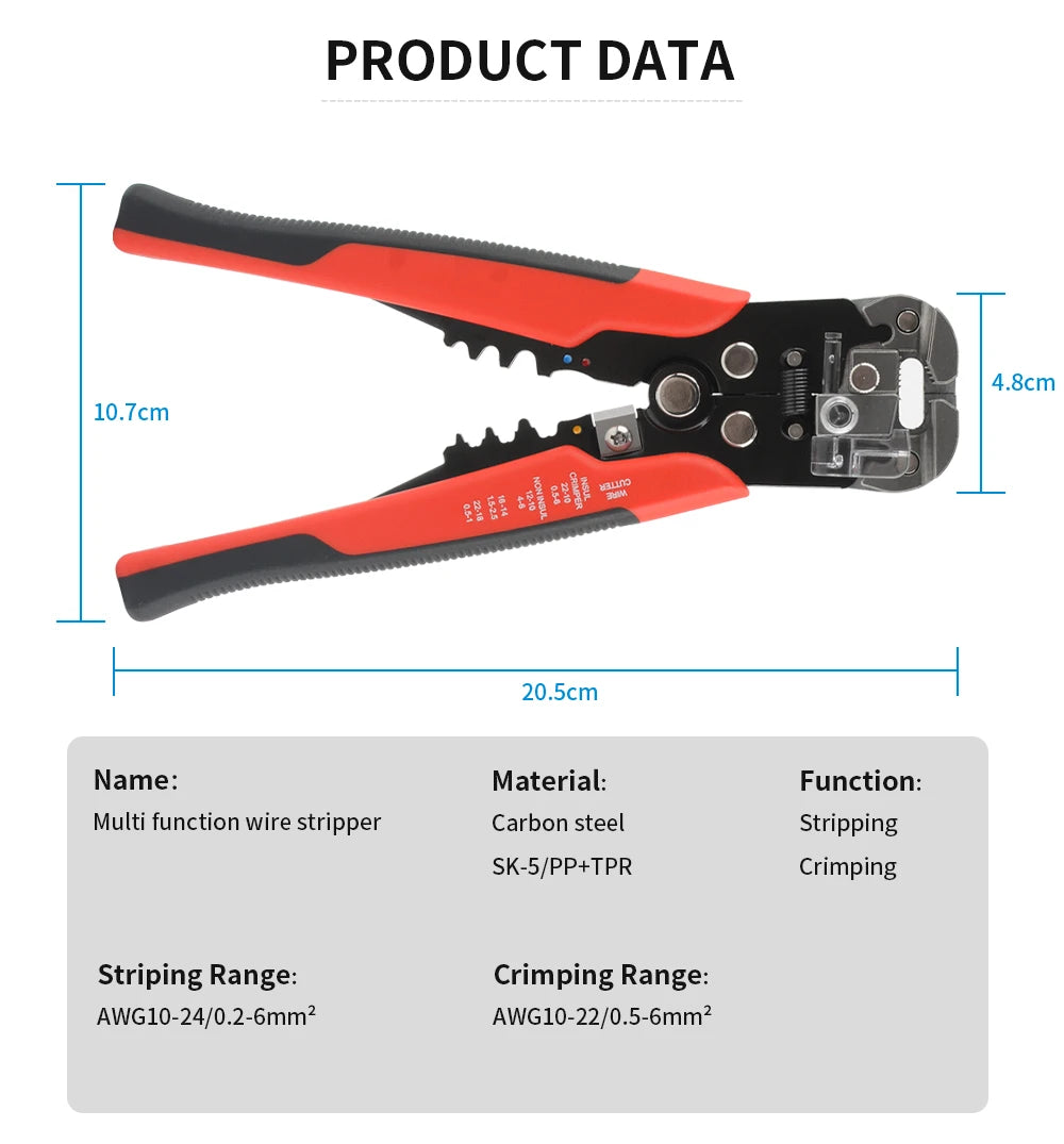 Automatic Cable Wire Stripper Cutter Crimper Electrician Professional Wire Hand Tool Crimping Stripping Cutting Plier
