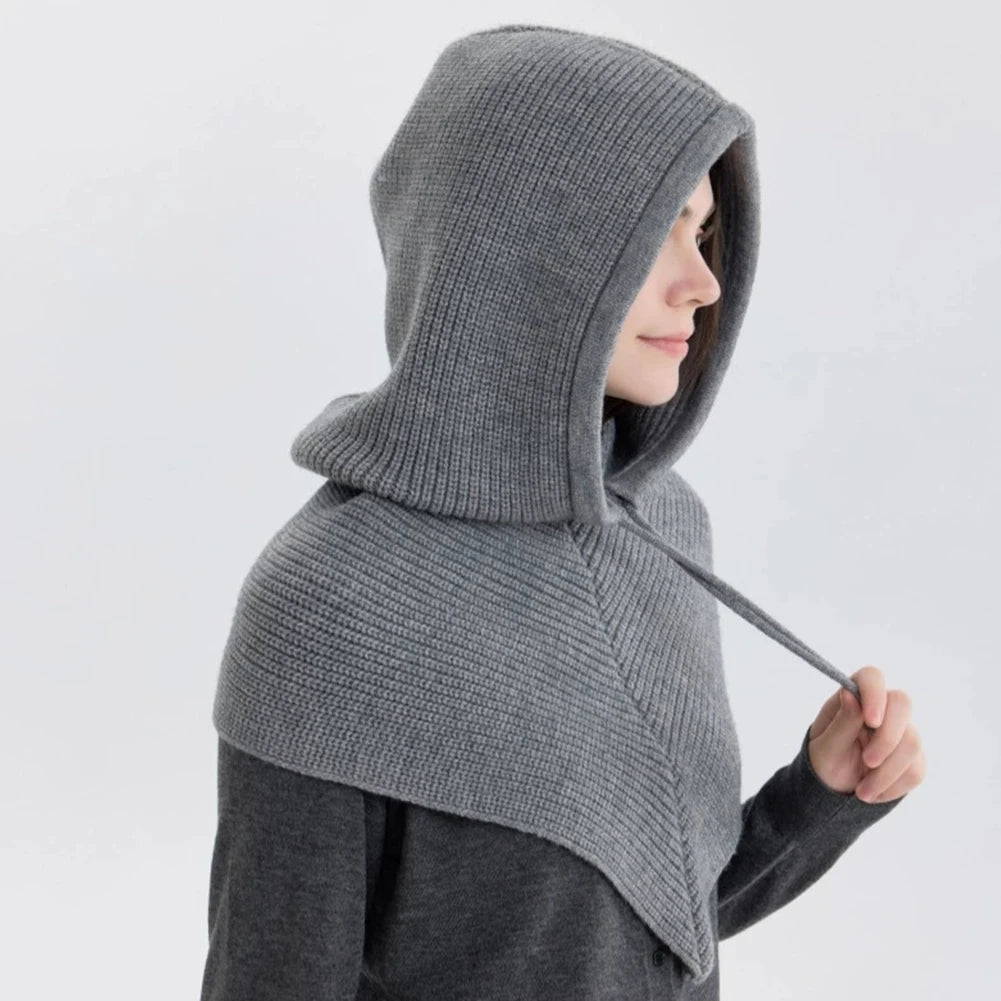 Cagoule d'hiver écharpe pour femme bonnet tricoté chaud extérieur chaud une pièce col pour filles bonnets