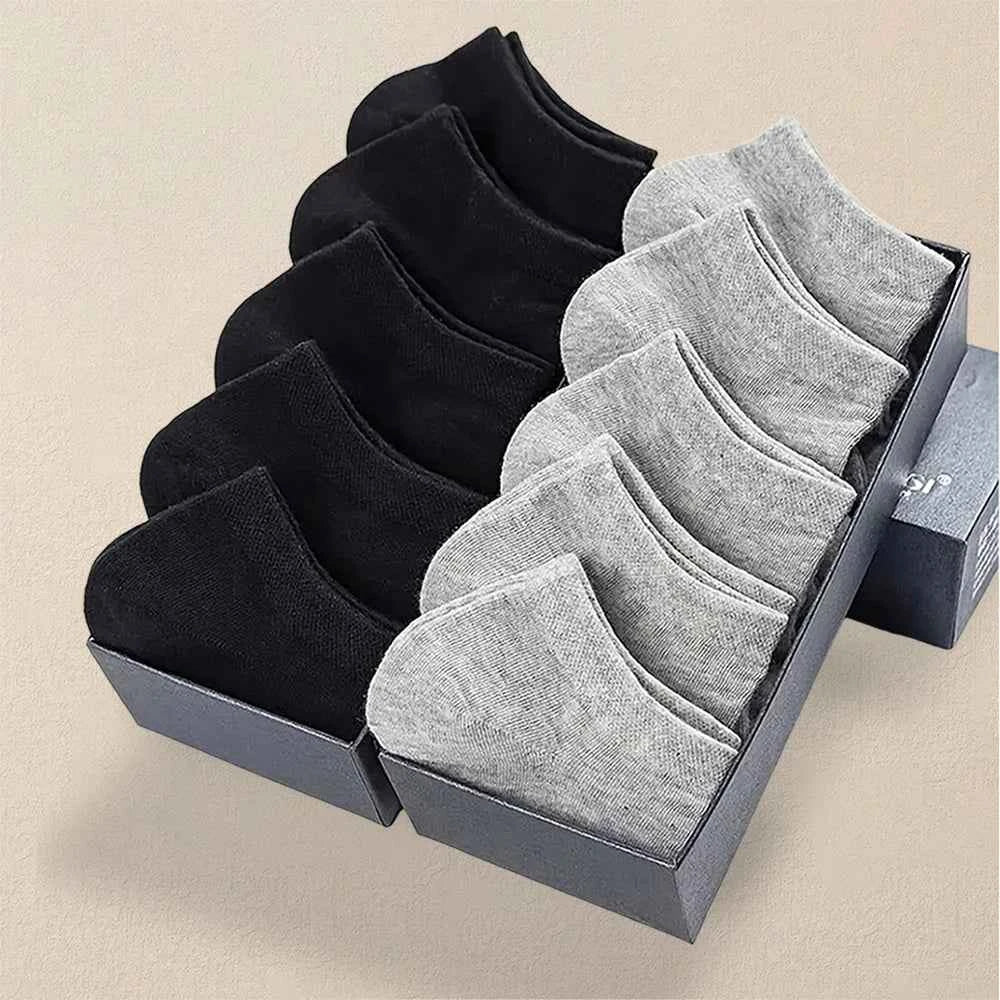 5/10 Pairs Men's  Boat Socks Business Sport Sweat Absorption Mature Summer Autumn Solid Color Non Pilling Versatile Ankle Socks