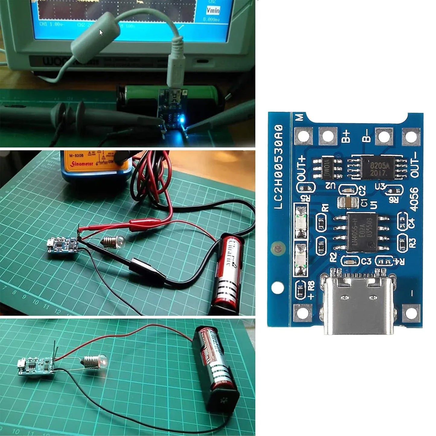 2/20pcs TP4056  4067 +Protection Dual Functions 5V 1A Type C 18650 Lithium Battery Charging Board Charger Diy Kit Electronic