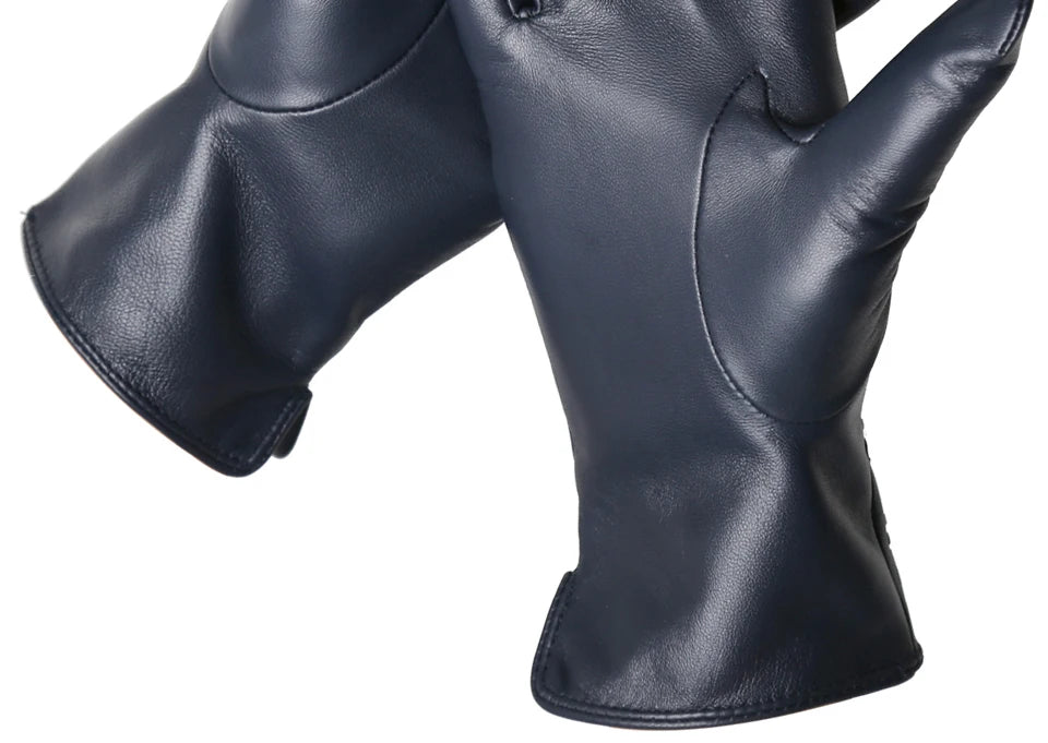 Women's sheepskin gloves winter warm plus velvet short thin touch screen driving color women's leather gloves good quality -2226