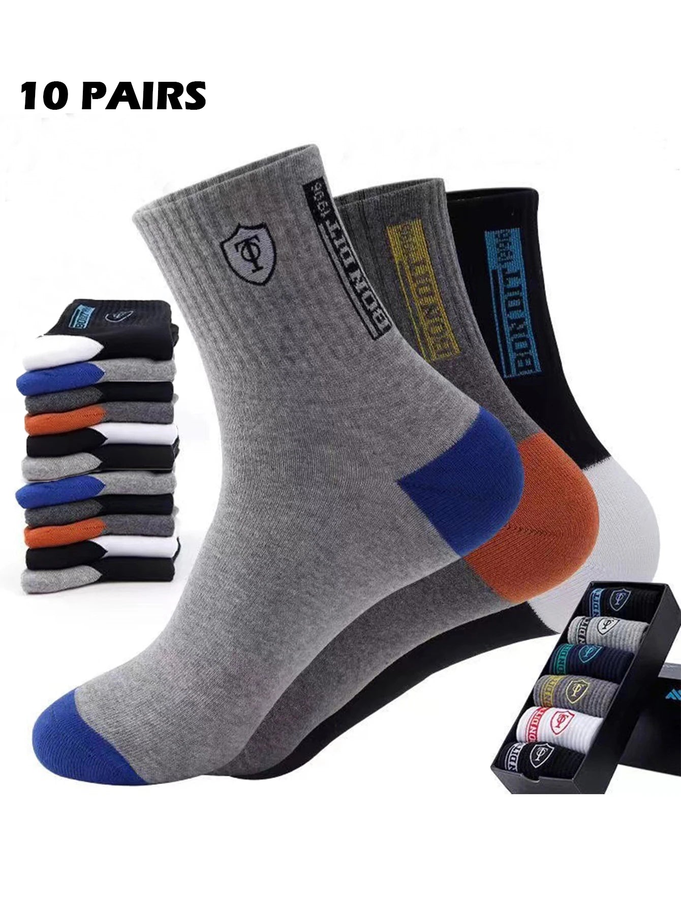 5＆10 Pairs Breathable Sports Stockings Mens Bamboo Fiber Mens Socks Sweat Absorption Deodorant Business Sox