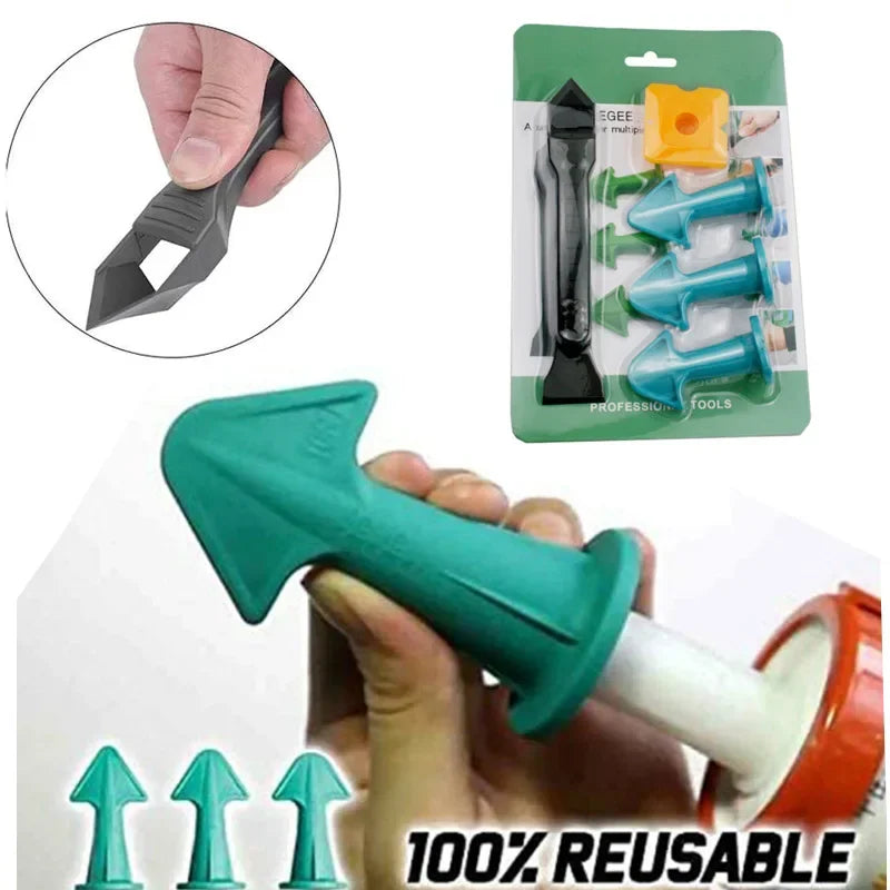 5pcs Caulking Nozzle Applicator Finishing Tool Spatula Plastic Glue Shovel Tile Brick Joints Floor Silicone Remover Grout Kit