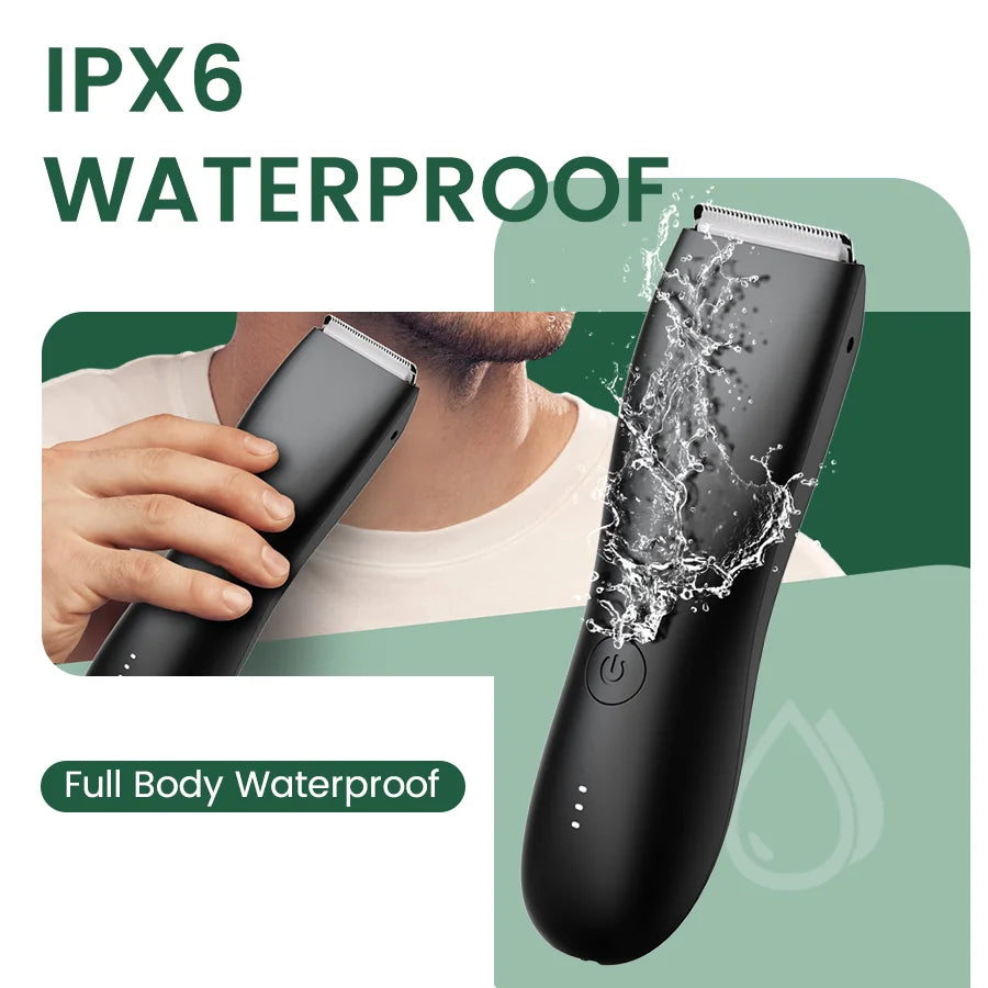 Men's Electric Groin & Body Shaver - Waterproof Dual Head Trimmer Kit w/ LED Light & Foil Blades - Shoppiline