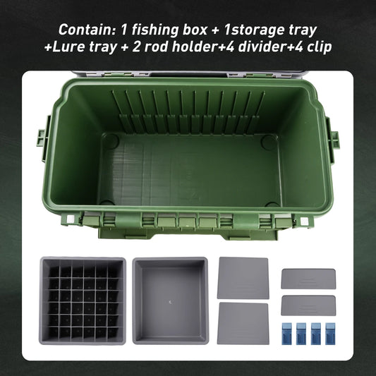 Large Fishing Tackle Box Multifunction Capacity Stand Rod Holder Cup Holder High Quality Plastic Egi Box Fishing Box - Shoppiline