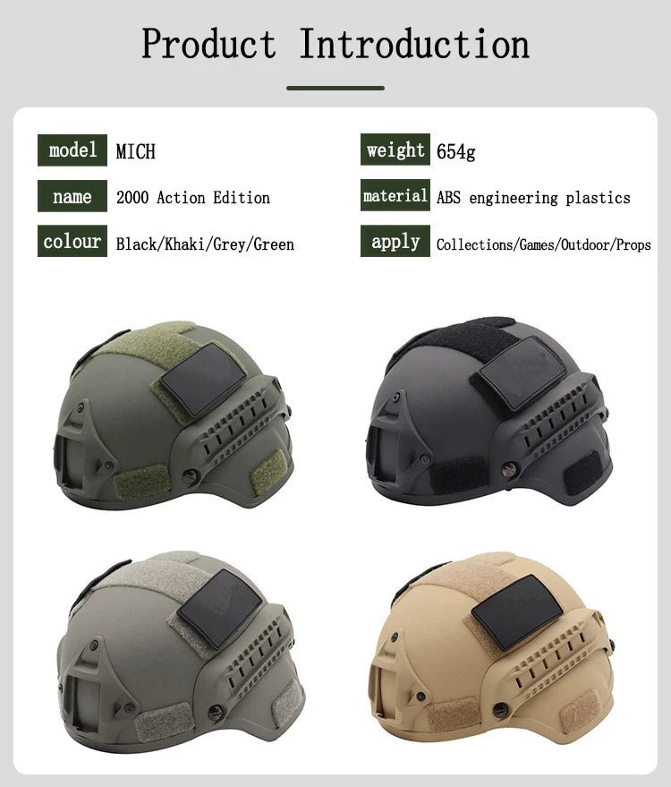 FAST Helmet MICH2000 Airsoft MH Tactical Helmet Outdoor Tactical Painball CS SWAT Riding Protect Equipment - Shoppiline
