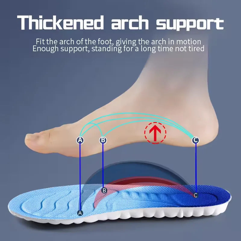 4D Cloud Technology Sports-Einlegesohlen für Schuhe, PU-Sohle, weich, atmungsaktiv, stoßdämpfend, gepolstert, orthopädische Laufsohlen