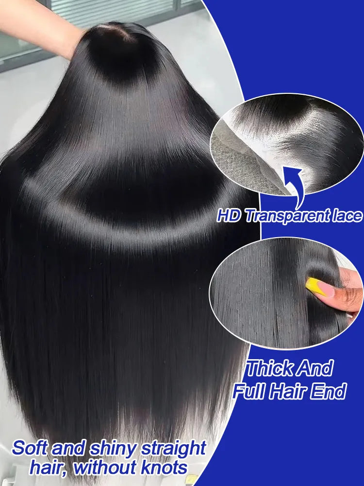 40 Inch Bone Straight Human Hair Wig 13x4 13x6 HD Transparent Lace Wigs Brazilian Full Lace Frontal Wig For Women 300% Density