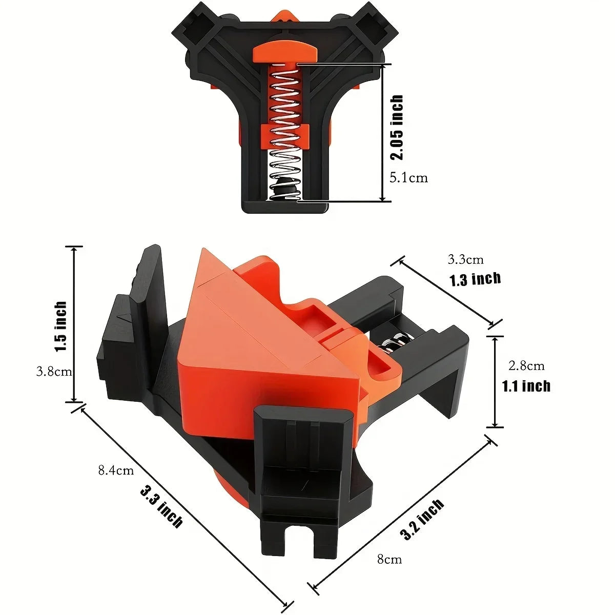 2pcs 90 Degree Corner Clamps For Woodworking, Fast Adjustable Quick Spring Loaded Woodworking Clamps,Cabinets,Photo Framing - Shoppiline