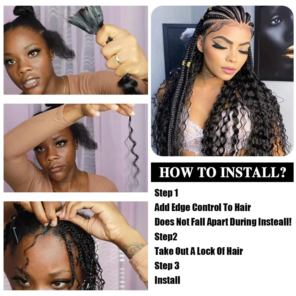 2 paquets de cheveux humains pour tresses bohèmes, 14 pouces 100G 10A, cheveux brésiliens vierges ondulés en vrac pour tresser