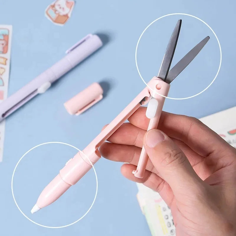 Multifunction Hand Account Cutting Folding Scissors Mini Engraving Knife Scissors Paper Trimming Utility Knife for Office School