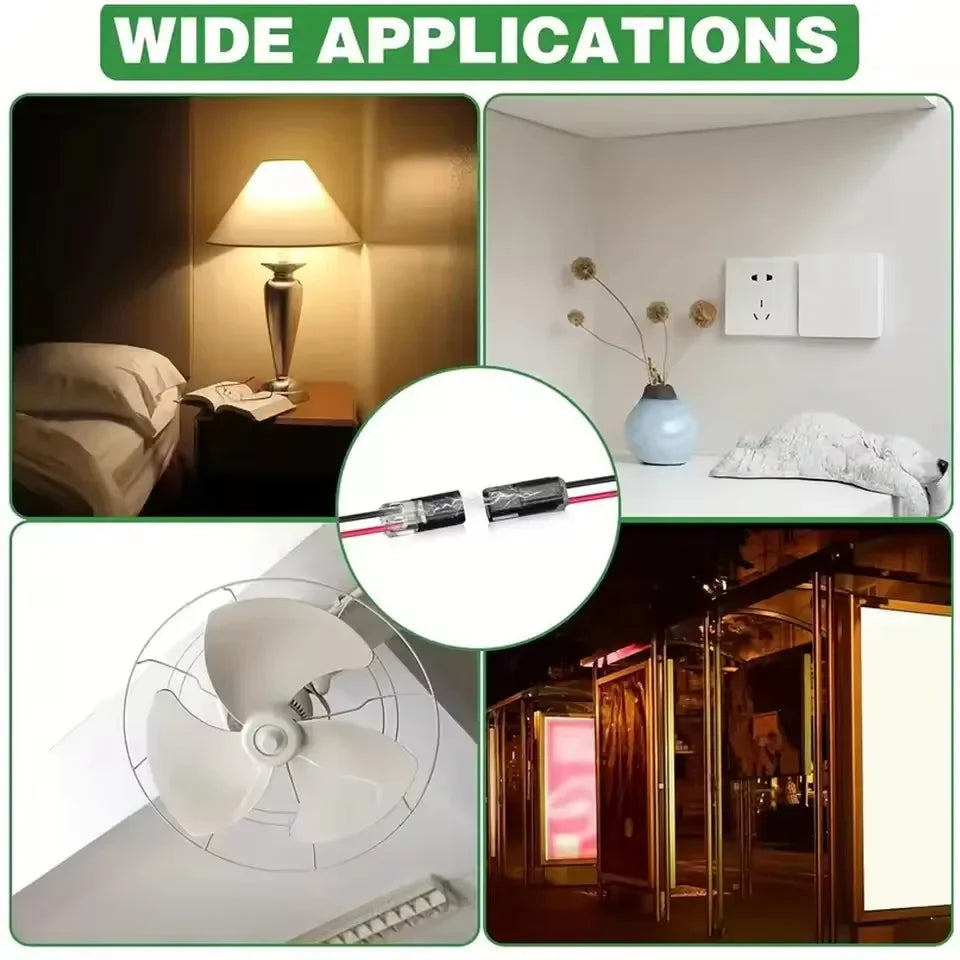 50pcs Double-Wire Plug-in Connector with Locking Buckle Pluggable LED Wire Connector 2 Pin 2 Way Universal Compact Wire