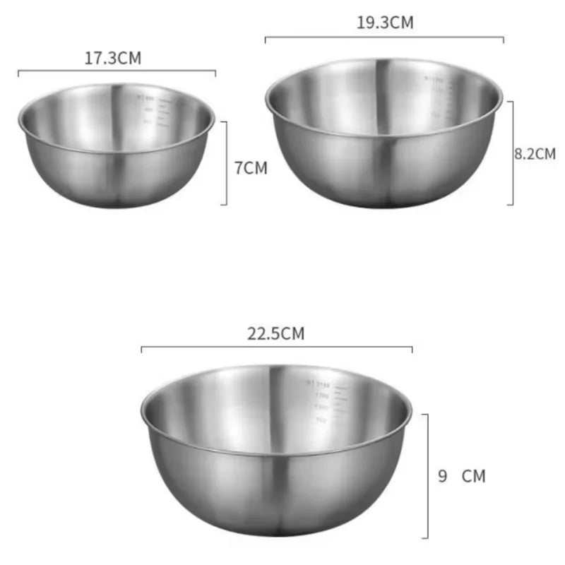1-3 Stainless Steel Bowl Set with Scale for Cooking Baking Food Storage Large Capacity Mixing Bowls for Home Kitchen Essentials - Shoppiline