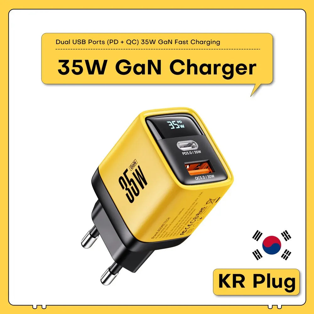 ASOMETECH 35W GaN Charger LED Display QC3.0 30W 25W PD PPS Quick Charge USB Type C Charger For iPhone 14 Pro Samsung S23 Xiaomi - Shoppiline