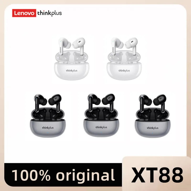 5PCS Original Lenovo XT88 Wireless Bluetooth Headset Ultra Long Standby Battery TWS Sport In-Ear Binaural HD Microphone