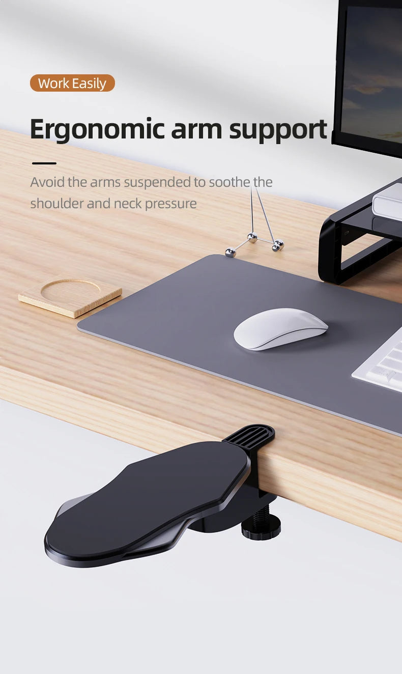 Computer Arm Rest For Desk Adjustable Ergonomic Wrist Rest Support For Keyboard Armrest Extender Rotating Mouse Pad Holder