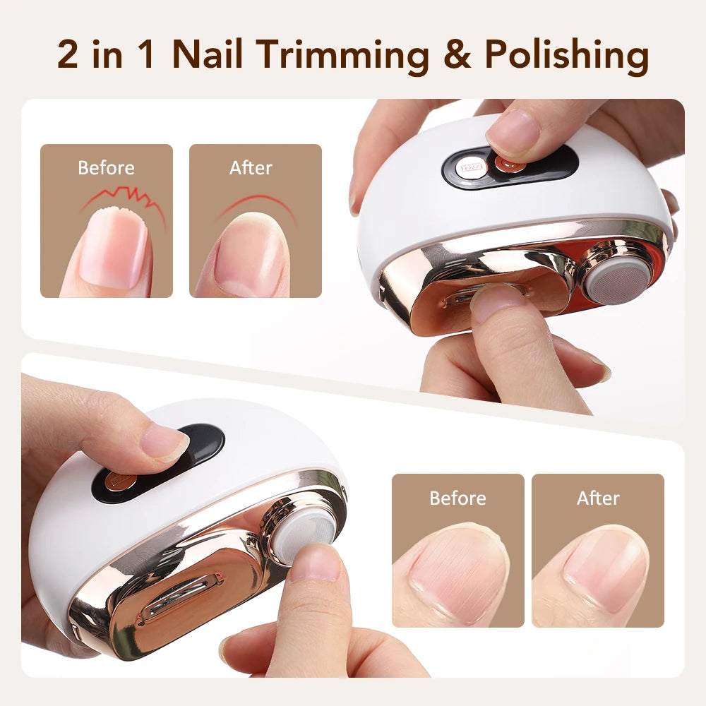 Coupe-ongles électrique avec lumière LED 2 en 1 automatique, lime à ongles, tondeuse pour bébé et adulte, mini outils de manucure, soin des ongles
