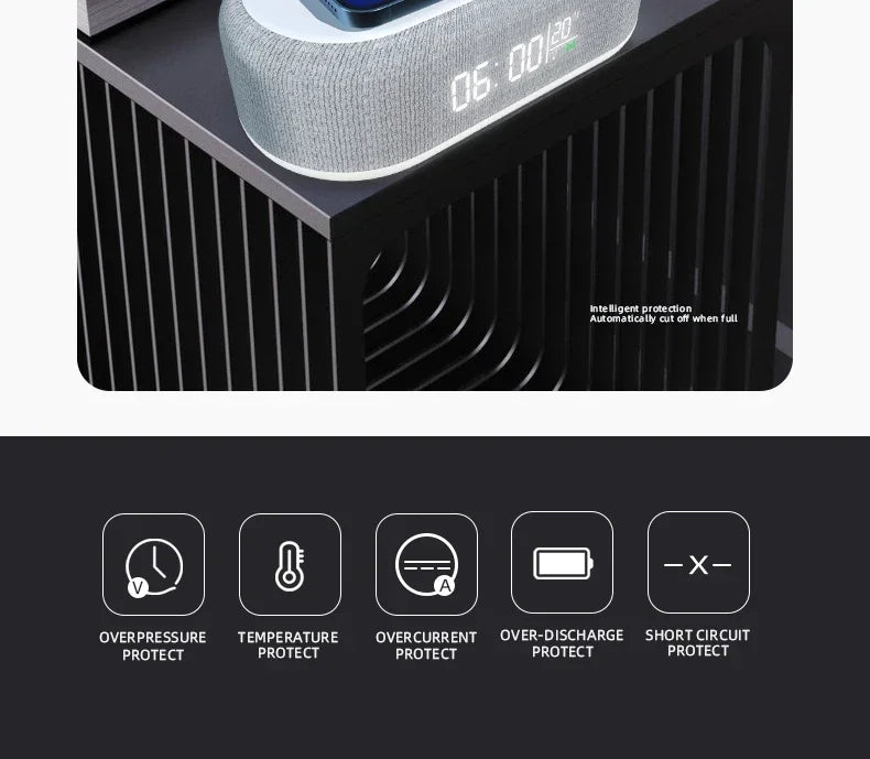 Alarm Clock Wireless Chargers Pad Phone Bedroom Lamp Night Light Desk Thermometer For iPhone 17 16 15 14 13 Fast Charging Dock - Shoppiline