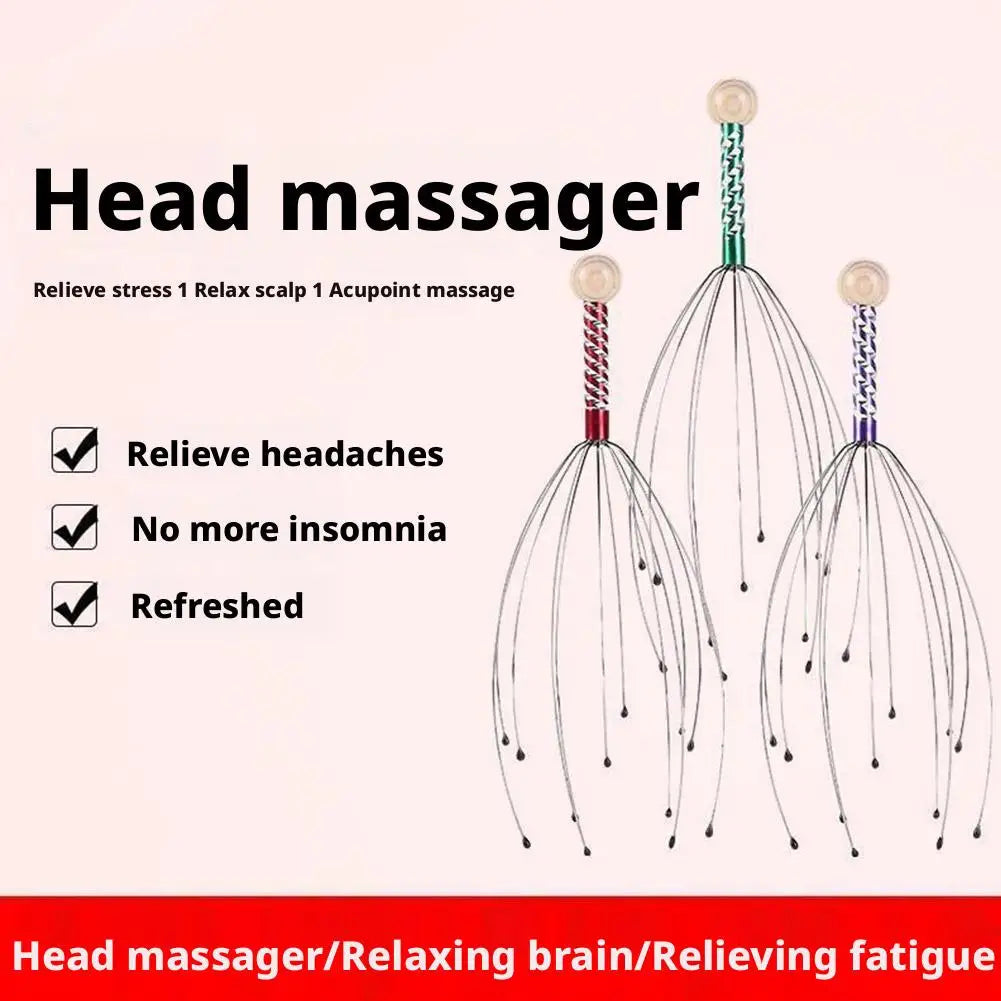 Octopus Head Massager Scratching Scalp Relaxation Relief Body Massager Scratcher Relieves Tension Health Care Tools Random Color