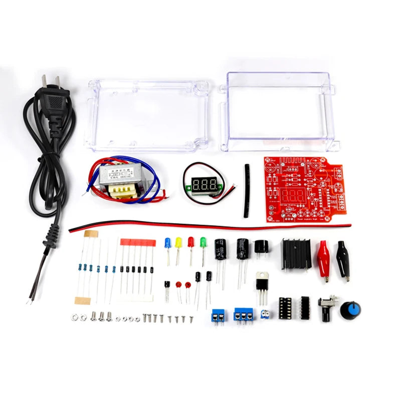 Electronic DIY LM317 Adjustable Voltage Regulated Kit DC Step-down Power Supply Making Parts With Case Soldering Assembly 220V - Shoppiline
