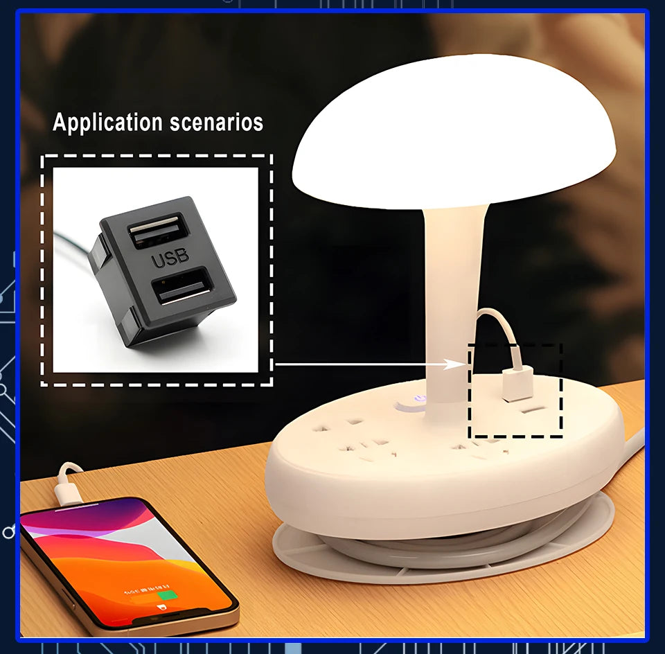 Double Layer USB Female Base Type-C Socket with Cable Connector Female USB Lamp Charging Power Socket for Electronics