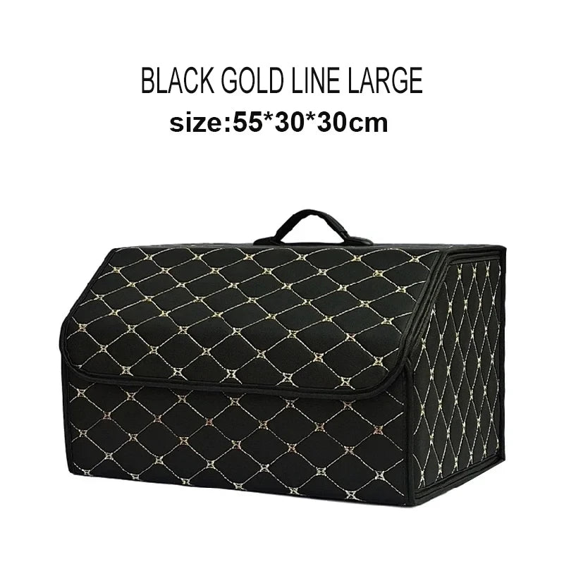 Car Trunk Organizer Box Large Capacity Auto Multiuse Tools Storage Bag Stowing Tidying Leather Folding For Emergency Storage Bo