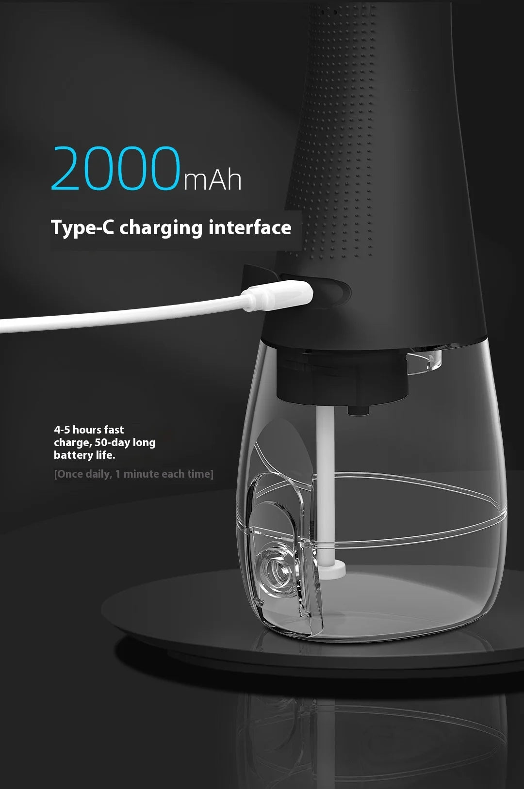 HOMEFISH Oral Irrigator Portable Dental Water Flosser USB Rechargeable Water Jet Floss Tooth Pick Jet Tip Modes Waterproof