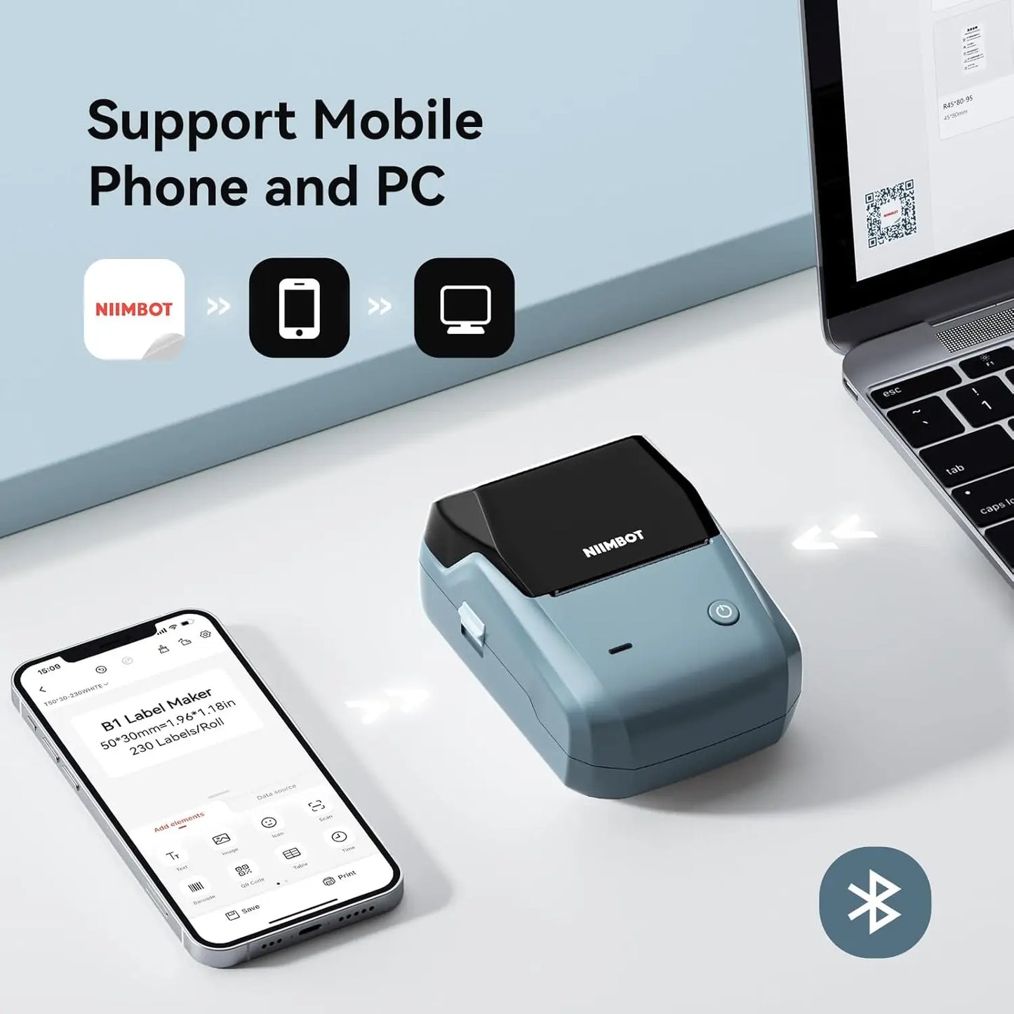Niimbot B1 Mini Label Thermal Printer Portable Self-Adhesive Bluetooth Maker Machine For Round UV Tag Stickers Labels Rolls - Shoppiline