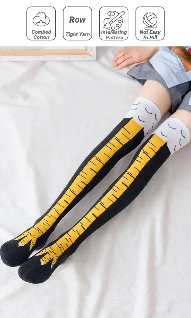 Men Funny 3D Chicken Socks Print Cartoon Cosplay High flexibility Thigh High Sock Fashion Thin Toe Feet