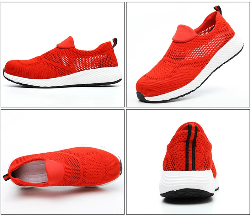 Breathable Safety Shoes Man Steel Toe Anti-Puncture Reinforced Sole Men's Work Shoes Lightweight Slip Resistant Safety Sneaker - Shoppiline