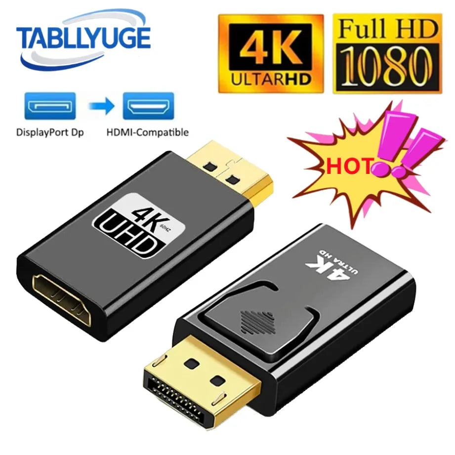 4K/1080P DP Male To Female HDMI-Compatible DisplayPort To HDMI-Compatible Adapter 4K60Hz HD Converter for Laptop PC Projector