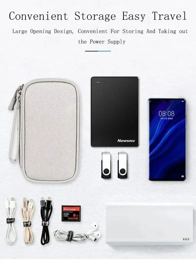 1PC Portable Travel Organizer Bag Waterproof Double Layer Cable Storage Pouch Carry Case for Cord Management