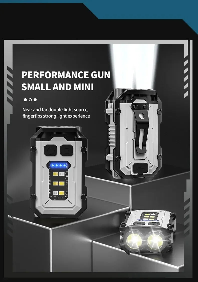 Super Bright Powerful Pocket Torch Light LED Multifunctional Linterna Magnetic COB LED EDC Mini Keychain Flashlight Rechargeable