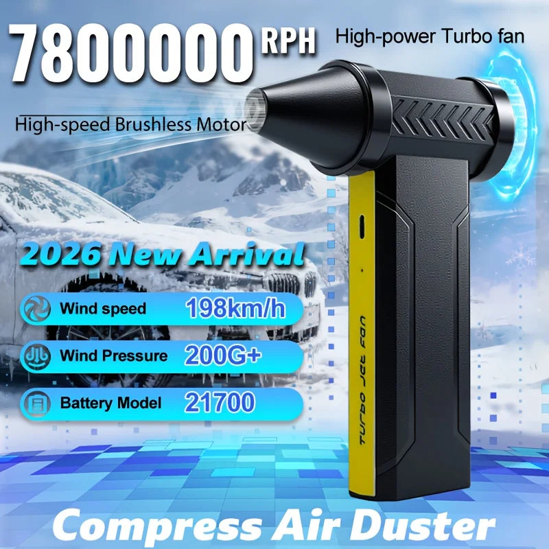 7800000RPH Air Blower Brushless Motor Electric Turbo Jet Fan High-Speed Violent Fan USB Rechargeable Powerful Dust Blower 60m/s - Shoppiline