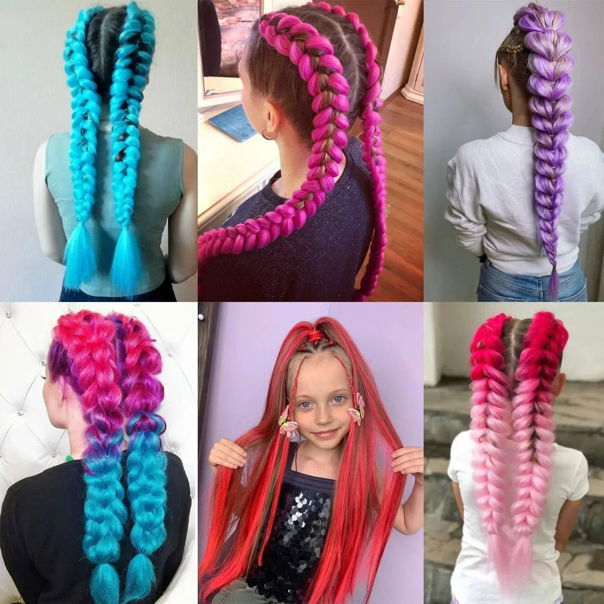 28Inch Synthetic Long Straight Ponytail Purple DIY Braided Ponytail With Rubber Band Halloween Hair Accessories For Woman
