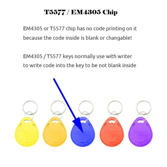 5YOA 10pcs 125KHz T5577 Keyfobs Rewritable Duplicate Tag 5200 Proximity Copy Access Card ID Token Ring RFID Cloner Keychain