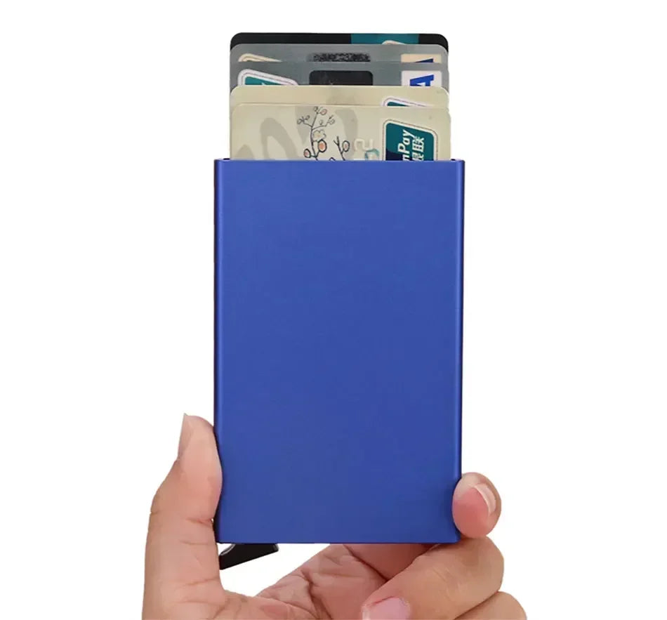Small and Practical Pop Up Minimalist Smart Wallet Thin Slim RFID Credit Card Holder for Men Women Metal Purse Mini Wallets