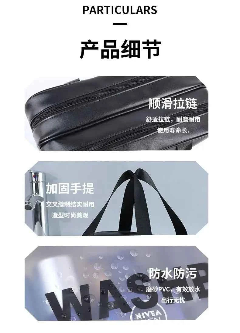 Dry-wet separation double transparent PU makeup bag portable washing bag cosmetic storage bag travel fitness swimming essentials