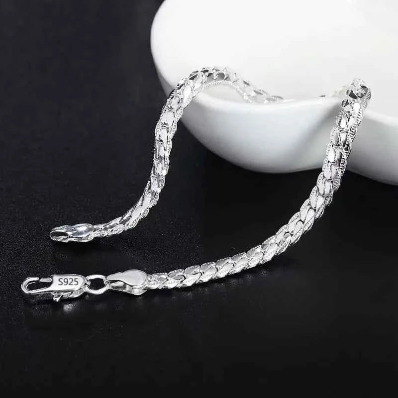18K Gold/925 Sterling Silver 6mm Full Sideways Necklace 8/18/20/24 Inch Chain For Woman Men Fashion Wedding Engagement Jewelry