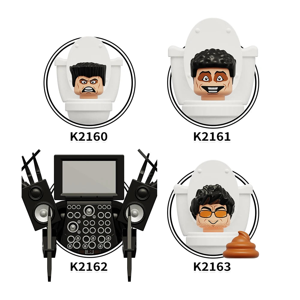 MOOXI Actionfiguren Teile Set MOC Steine Skibidi Toilet Man DIY Baustein Lernspielzeug für Kinder Figuren Geburtstagsgeschenk