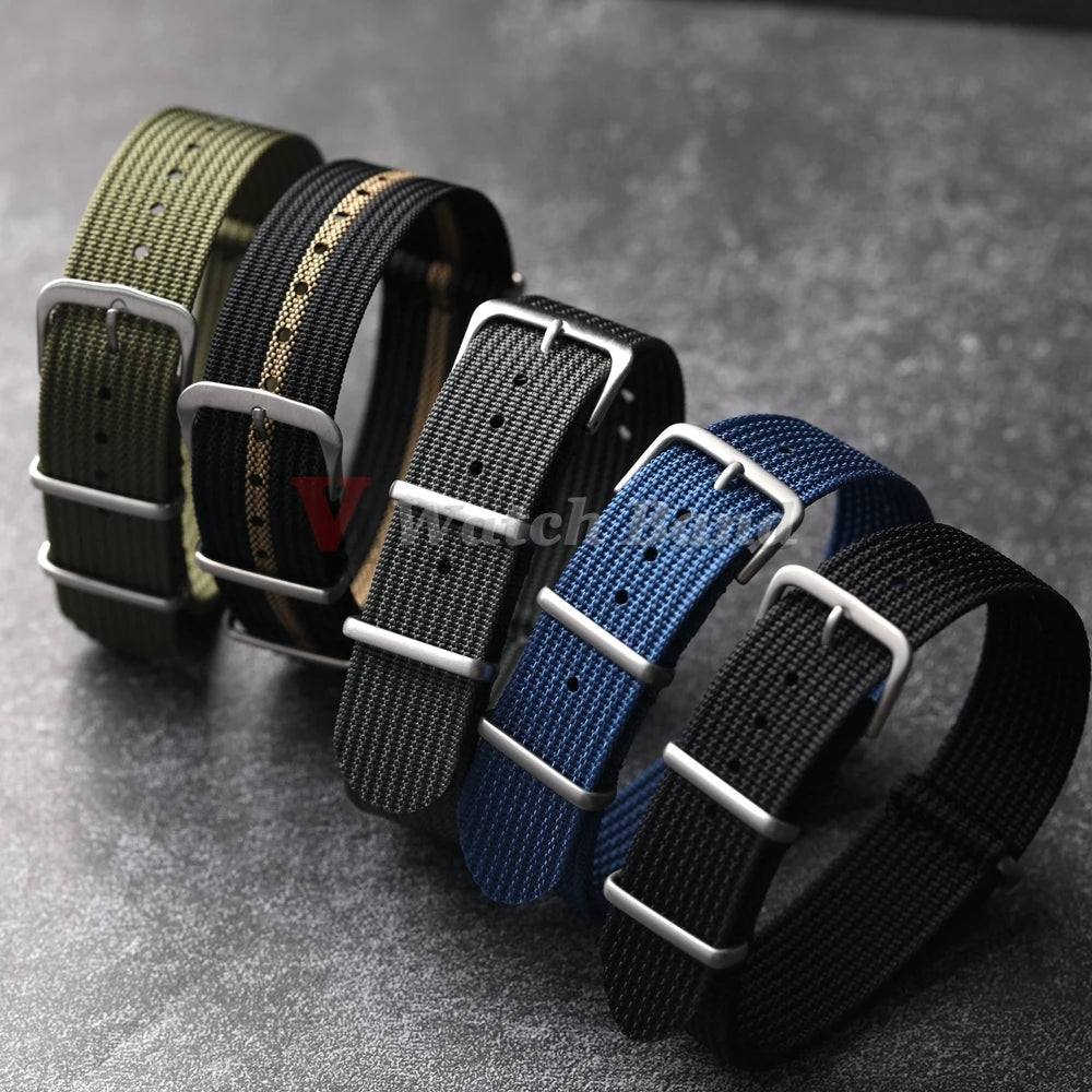 Neues geripptes Nylonarmband Nylon Uhrenarmband 18mm 20mm 22mm Uhrenarmbandzubehör für Militäruhrenarmband Armbänder