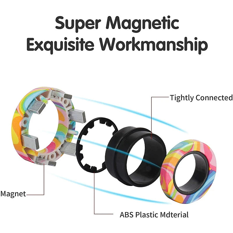 Magnetic Rings Fidget Toy Set Adult Fidget Magnets Spinner Rings Fidget Pack Great Gift for Adults Teens (3PCS)